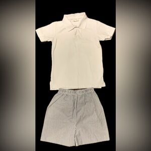 Boy’s 6 S Spring shorts polo shirt Boutique Set blue white Stelly Belly Easter